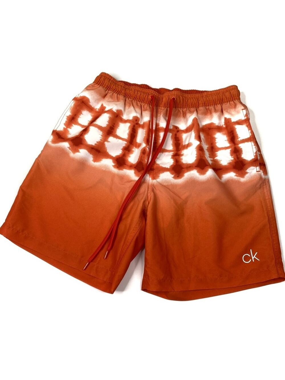 Calvin Klein Men's Quick-Dry UV 40+ Ombré Tie Dye Stripe Swim Trunks Mandarin S